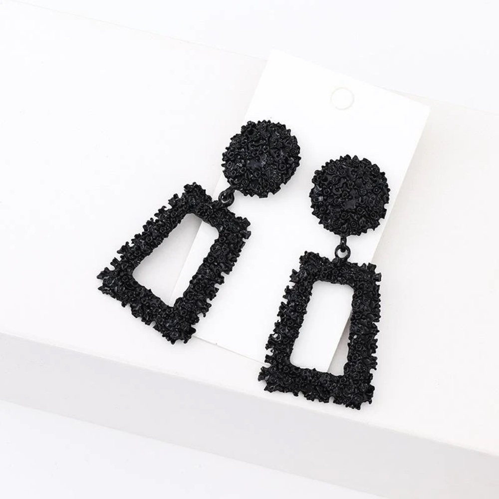 Geo Drop Earrings Black